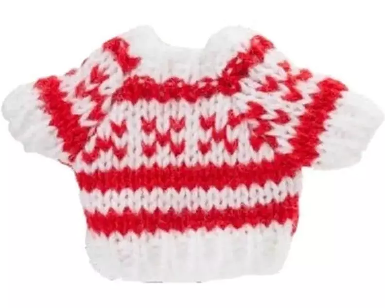 HobbyFun Mini-Figur Mini-Pullover 3.5 x 5 cm, Weiss/Rot