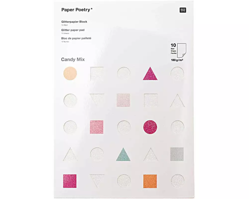 Rico Design Glitzerpapier Paper Poetry Candy Mix 10 Blatt