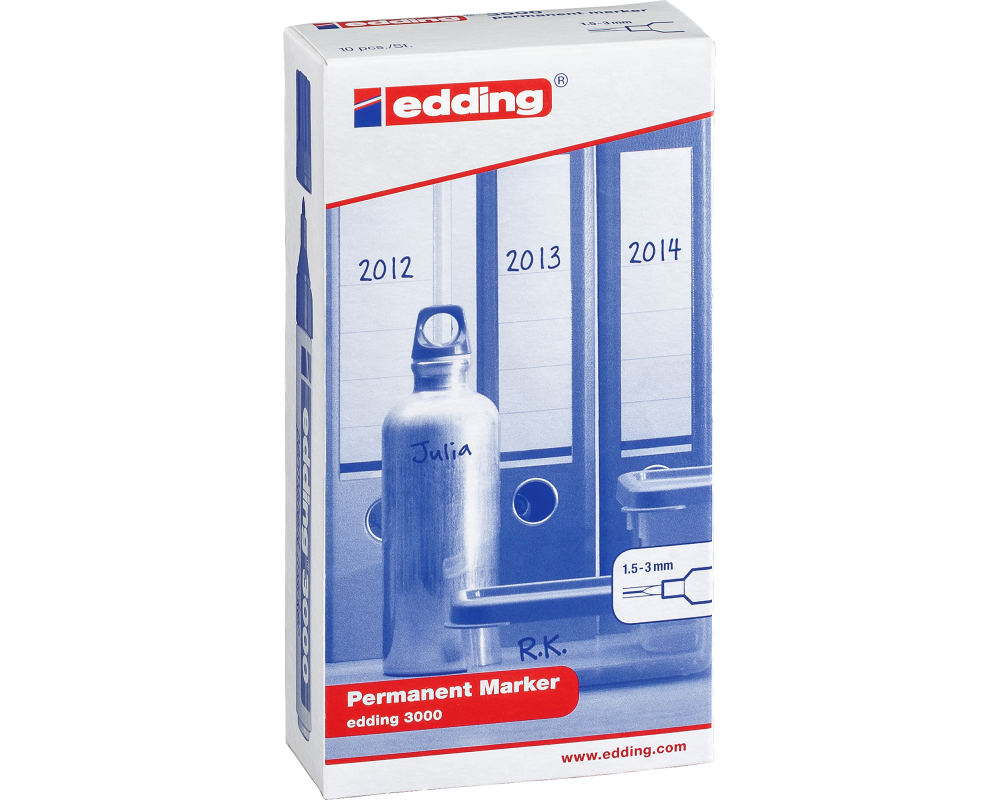 EDDING Permanent Marker 3000 1.5-3mm 3000-3-10 blau, wasserfest 10 Stück