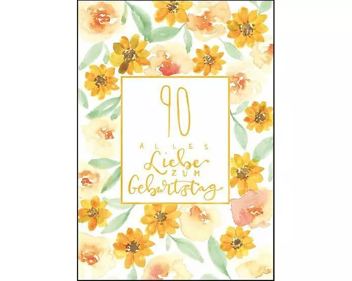 Doppelkarte / 90. Geburtstag (Blumen)
