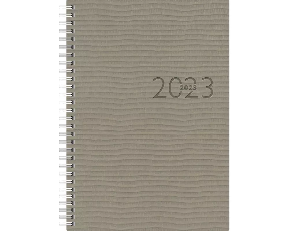 rido/idé 7023036803 Wochenkalender Buchkalender 2023 Modell studioplan int. 2 Seiten = 1 Woche Blattgröße 16,8 x 24 cm Kunstleder-Einband Tejo grau