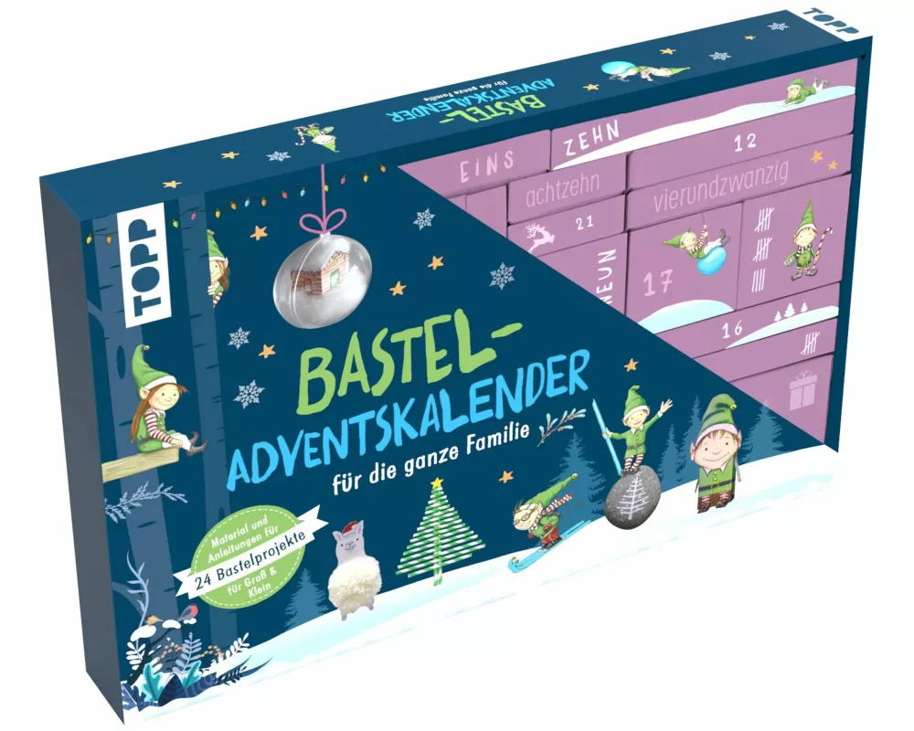 Familien-Bastel-Adventskalender - 24 Bastelprojekte mit Material