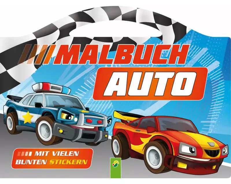 Malbuch Auto mit vielen bunten Stickern