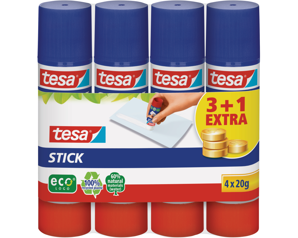 TESA Stick ecoLogo 4x20g 570880020 grün, 4 Stück