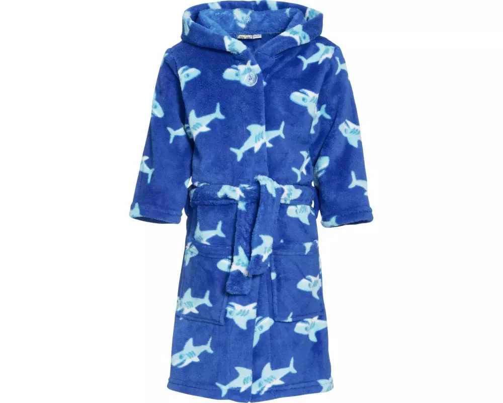 Playshoes Fleece-Bademantel Hai Blau Gr. 134/140