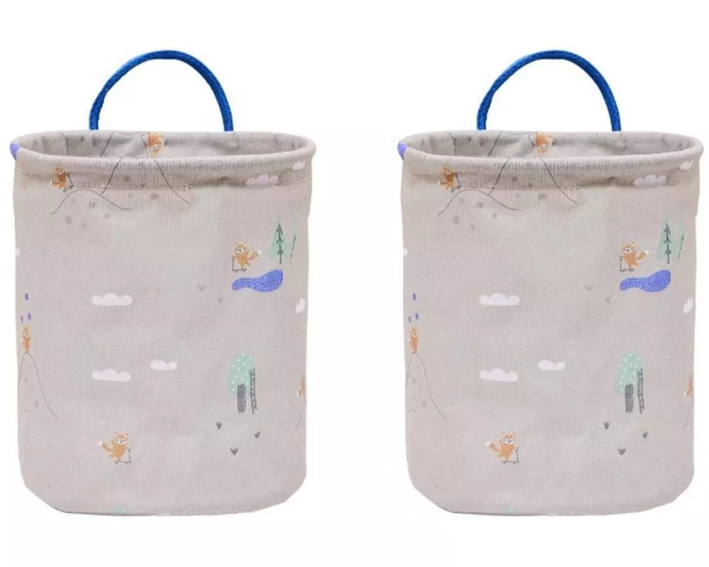 OYOY Spielzeugkorb Foxy 2 Stück, 18 x 18 cm, Beige, Blau