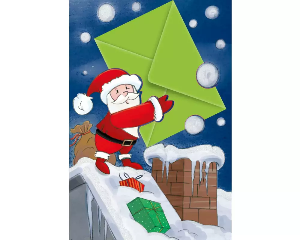 ABC Weihnachtskarte Weihnachtsmann mit Couvert