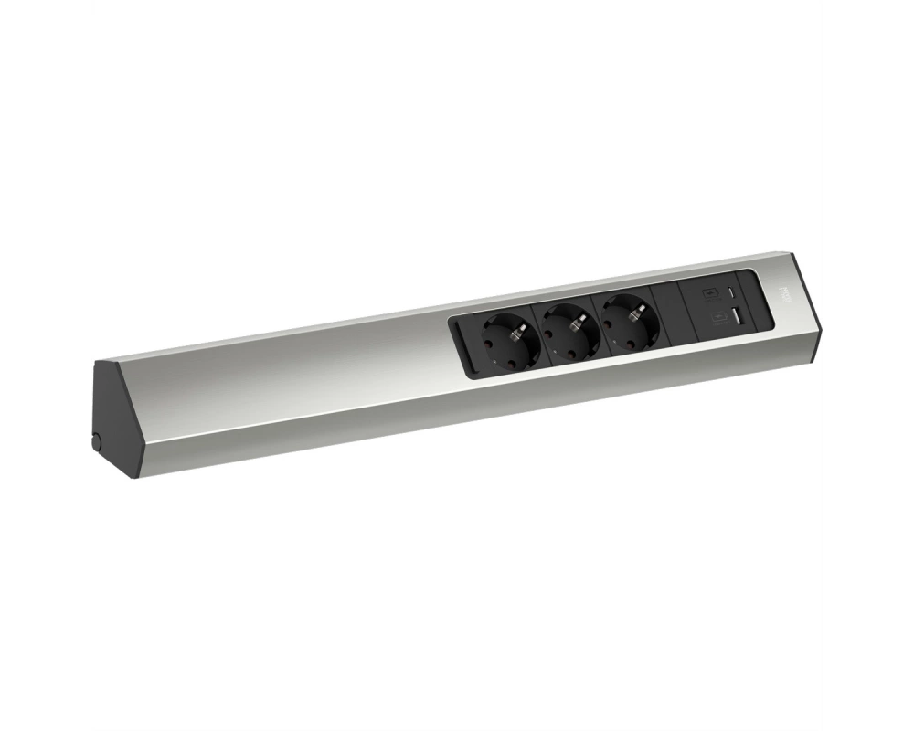 BACHMANN CASIA2 3xCEE7/3 1xUSB A/C 22W 2,0m AEH Edelstahl-Optik