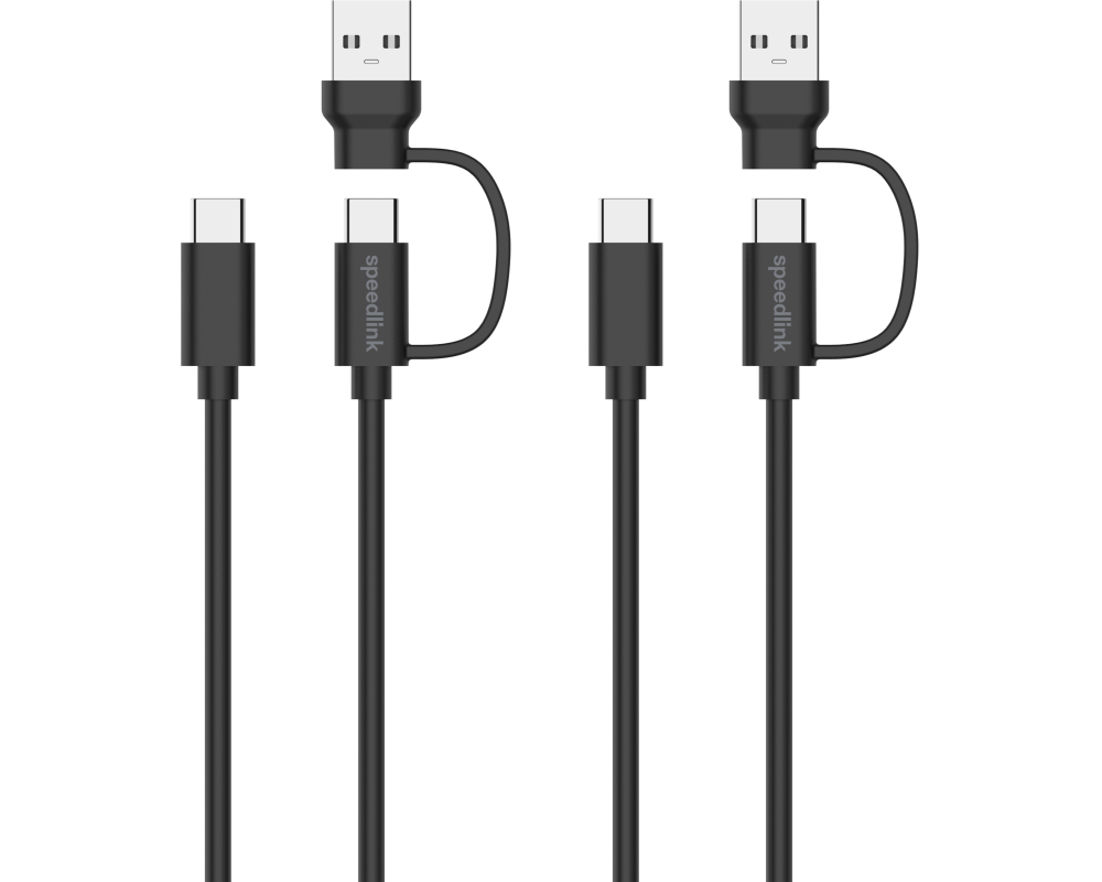 SPEEDLINK STREAM Play&Charge Cable Set SL-460101-BK USB-C,A to USB-C,Black