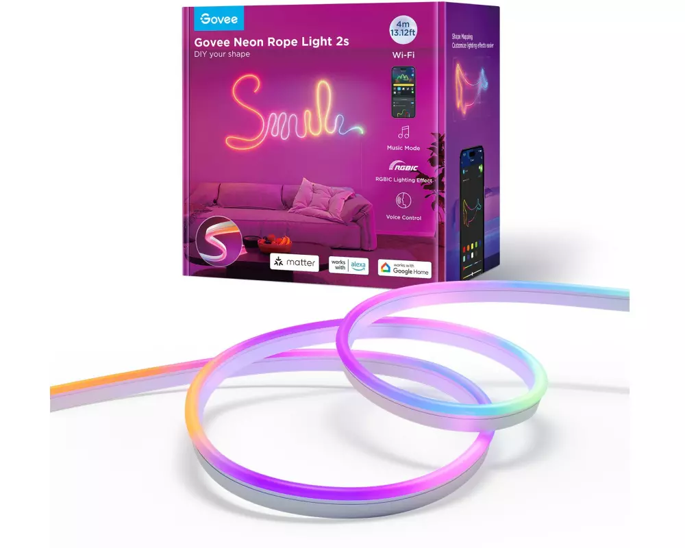 Govee LED Stripe Neon, Weiss, 4 m, RGBIC, Matter