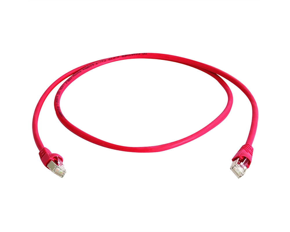 TELEGÄRTNER Patchkabel S/FTP Cat.6A 10/100/1000BT, crossover, rot, 2 m