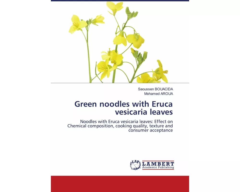 Green noodles with Eruca vesicaria leaves