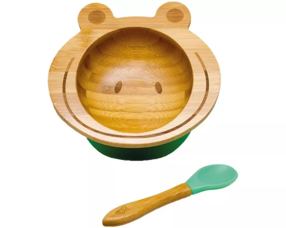 Kleinfuchs Babyteller Bambus Frosch Grün