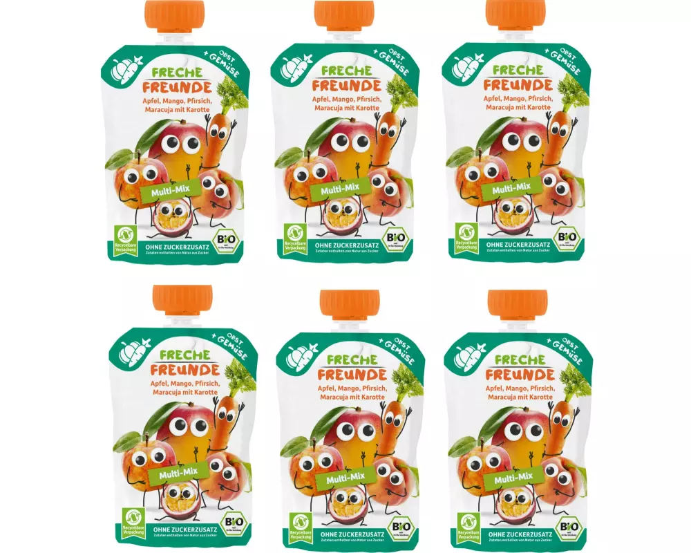 Freche Freunde Quetschbeutel Apfel, Karotte, Mango, Pfirsich 600 g