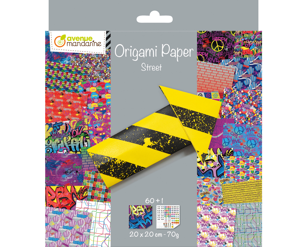 MANDARINE Origamipapier 20x20cm OR520C Street Art 70g 60 Blatt