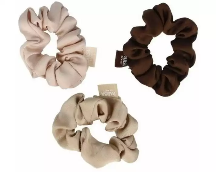 Parsa Beauty Scrunchie 3er-Set Pastelltöne Beige Braun