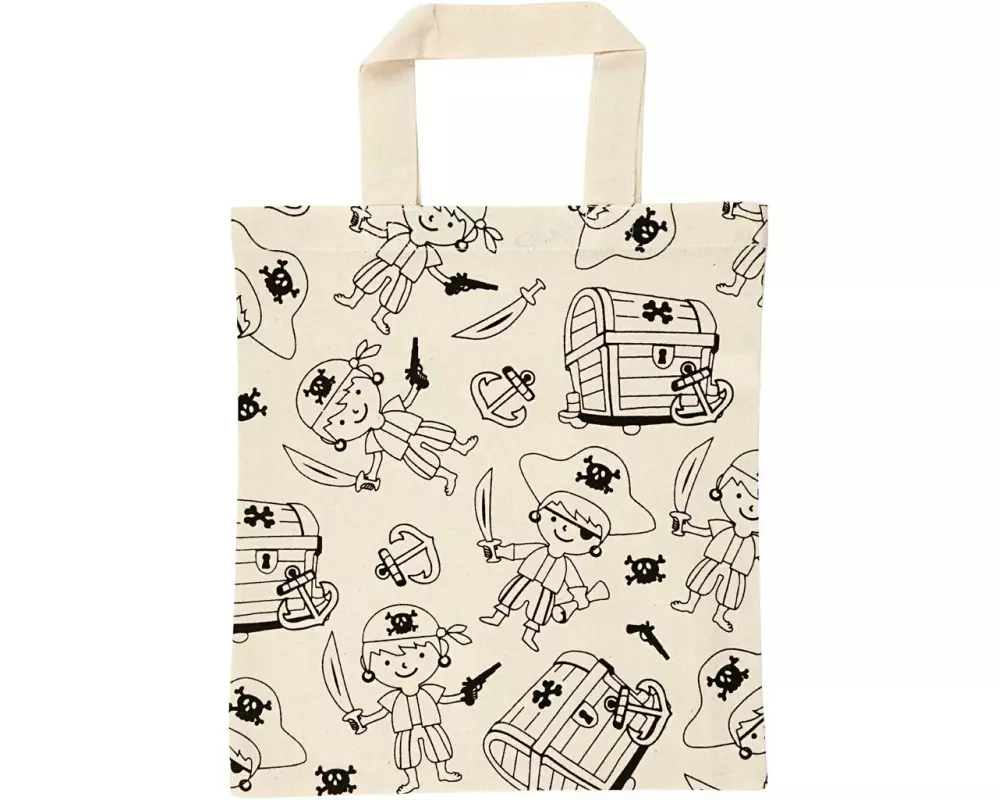 Creativ Company Stofftasche Pirat 27,5 x 30 cm, 1 Stück, Nature/Schwarz