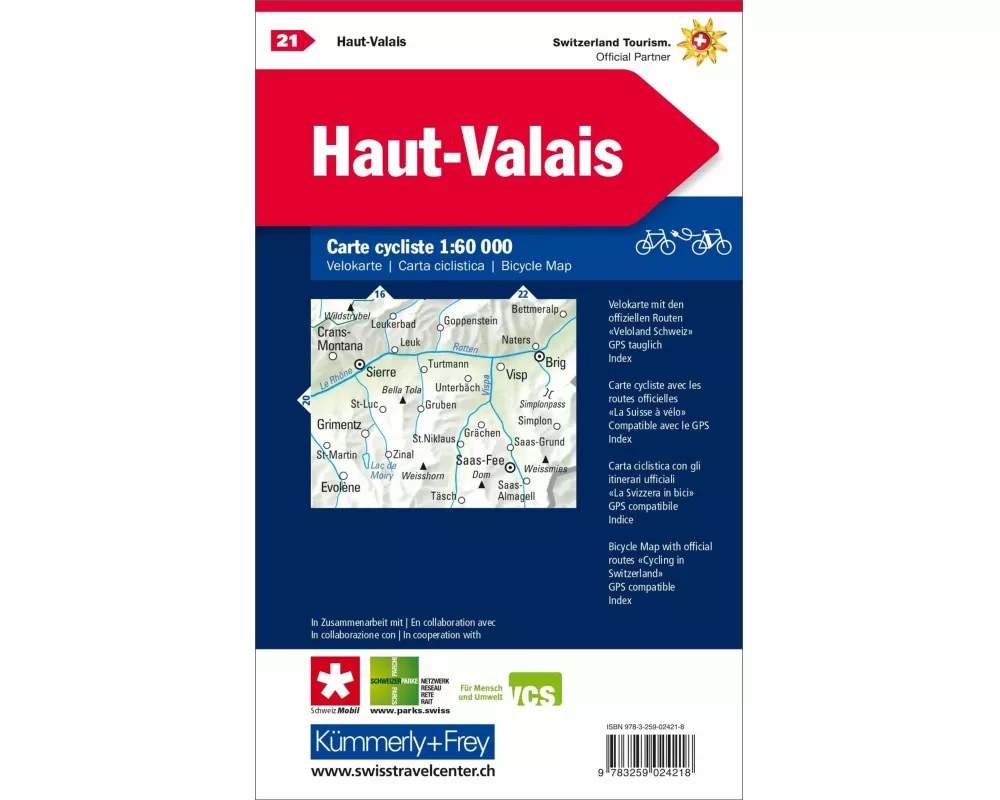 Kümmerly+Frey Velokarte 21 Oberwallis 1:60.000