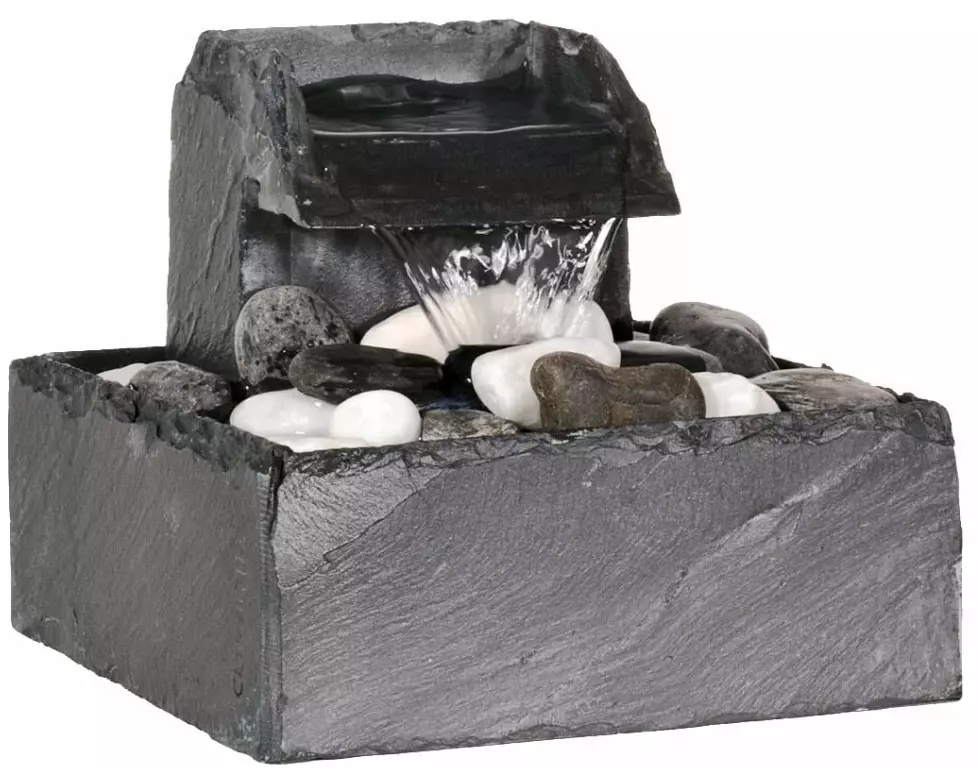 CLIMAQUA Zimmerbrunnen Samui aus Naturschiefer 15 cm, mit LED