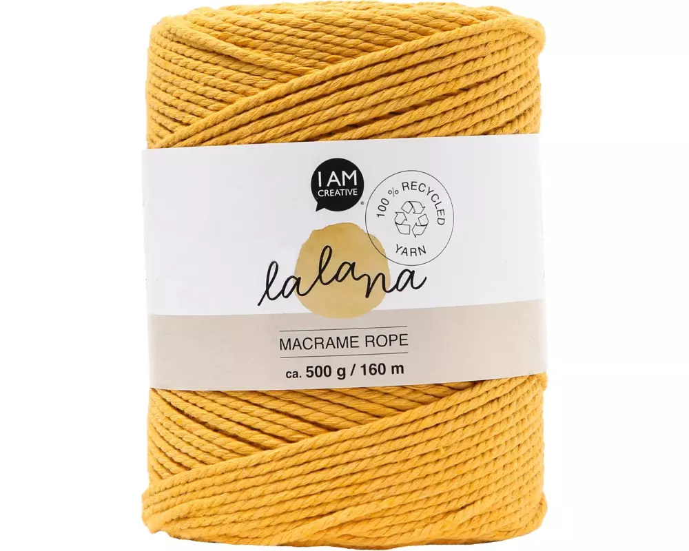 lalana Wolle Macrame rope 2 mm, 500g, Gelb