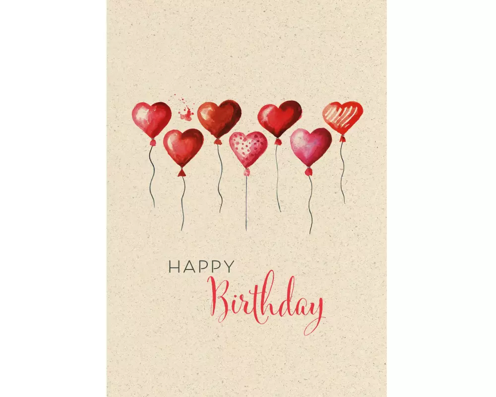 Natur Verlag Geburtstagskarte Herzballone A4