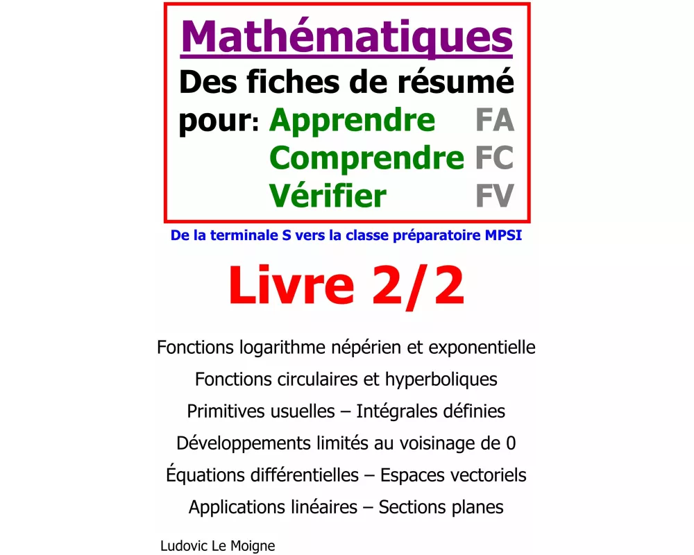 Mathématiques terminale s vers mpsi (livre 2/2)
