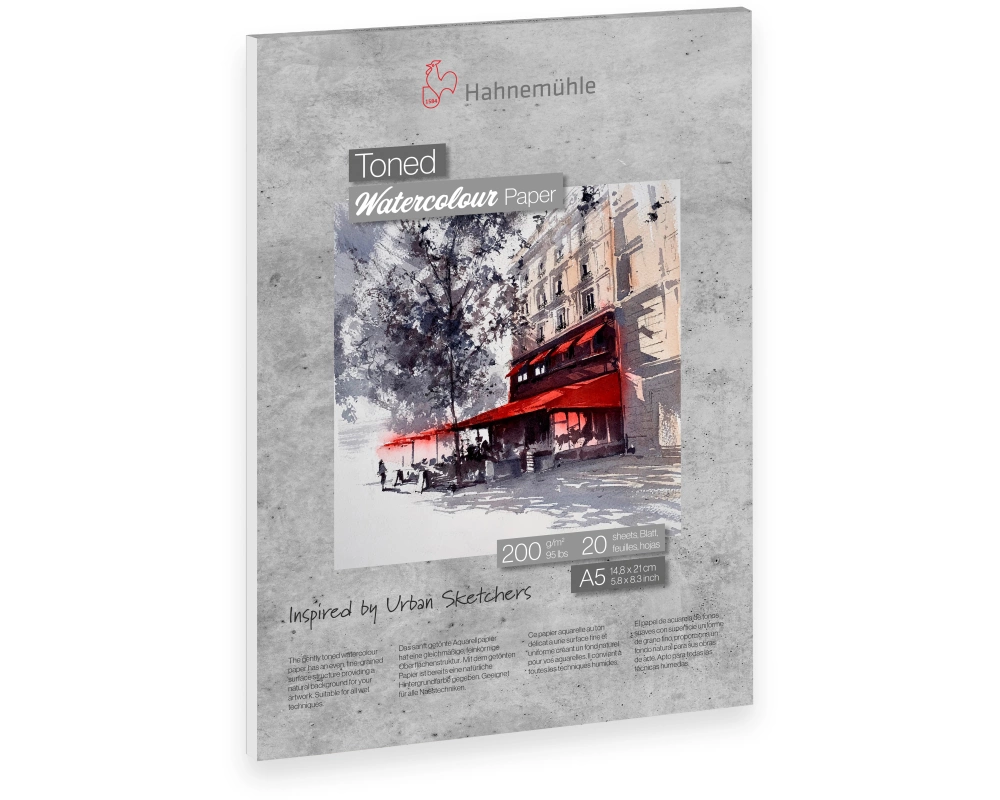 HAHNEMÜHLE Aquarellblock Toned A5 10625300 grau, 200g 20 Blatt
