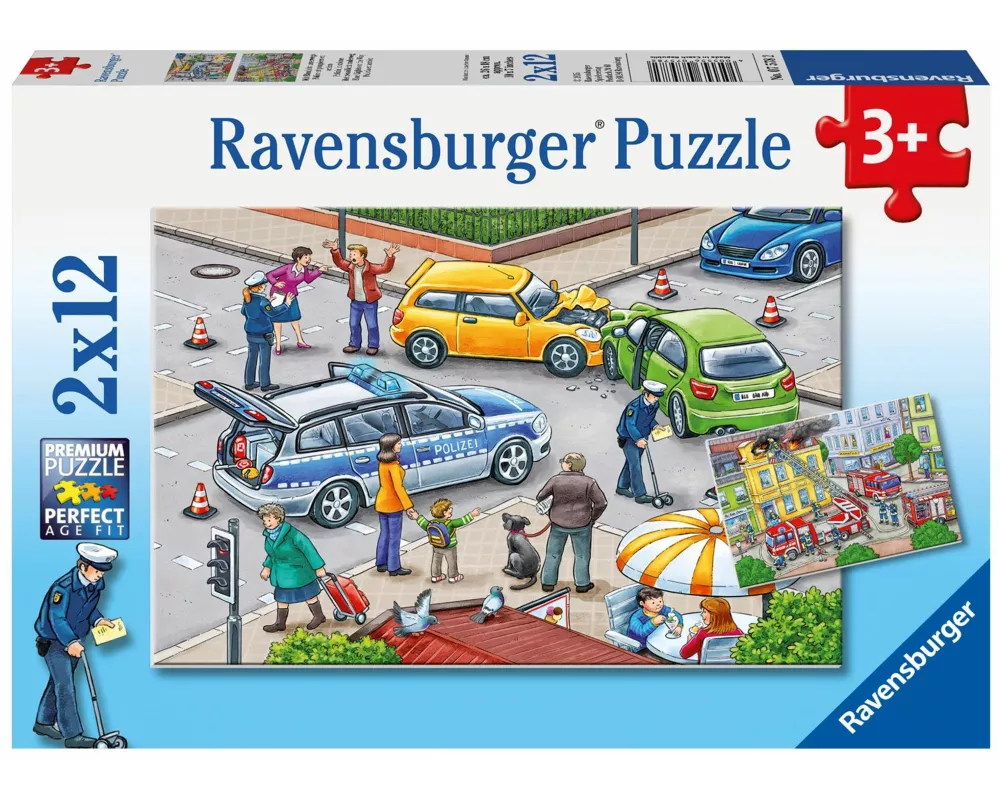 Kinderpuzzle 2x12 Teile - Mit Blaulicht unterwegs