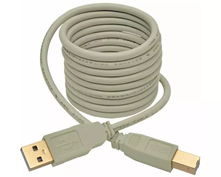 EATON TRIPPLITE USB 2.0 A/B Cable, M/M, Beige, 6ft. 1.83m