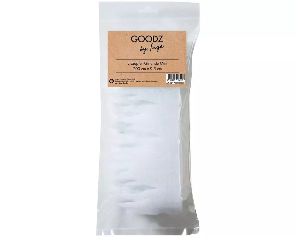 INGES CHRISTMAS DECOR Weihnachtsdeko Eiszapfengirlande 200 x 9.5, Textil