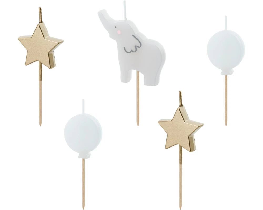 Partydeco Kerze Elefant 3-5 cm, Mehrfarbig