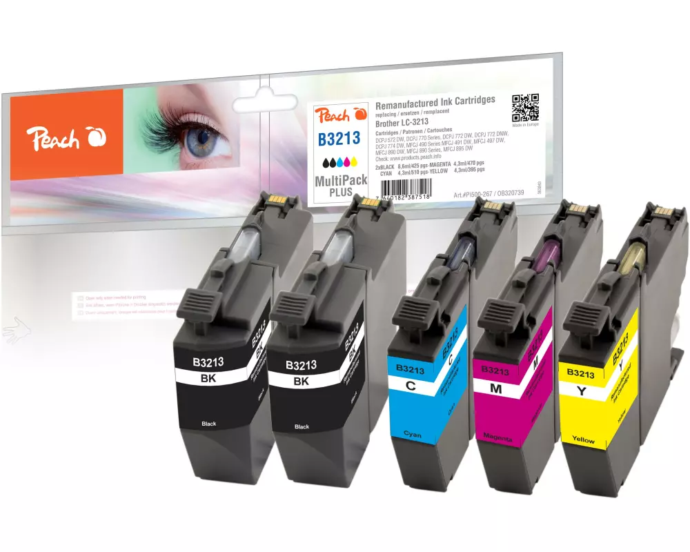 Peach Tinte Brother LC-3213 Multi-Pack-Plus C, M, Y, BK