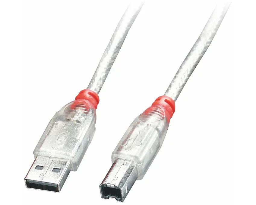 LINDY USB 2.0 Cable Type A/B, transparent, 3m Type A/B M/M High/Full/LowSpeed