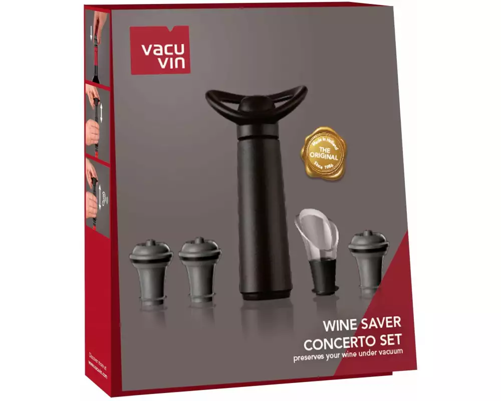 Vacuvin Vakuumpumpe Wine Saver Concerto Set Schwarz