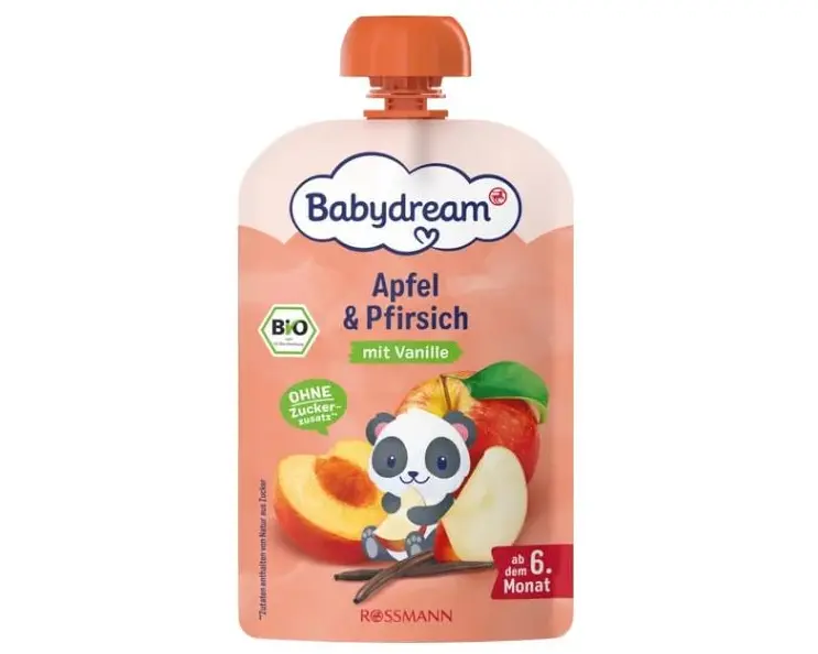 Babydream Bio Quetschie Apfel & Pfirsich mit Vanille 100 g