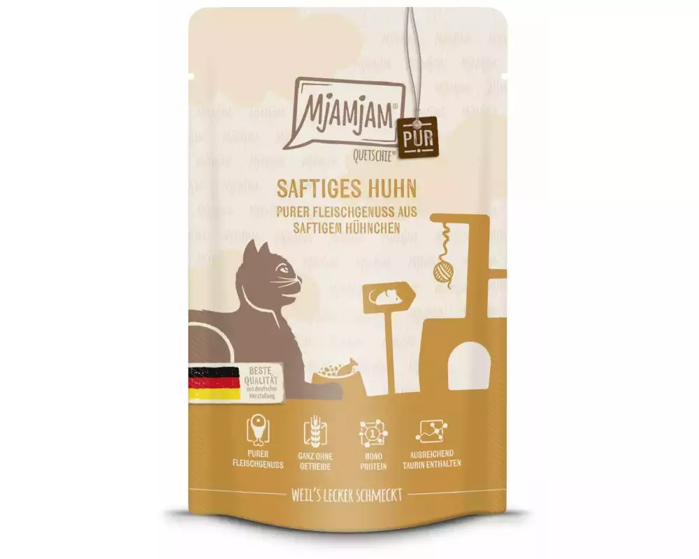 Mjamjam Nassfutter Quetschie Huhn pur, 125 g