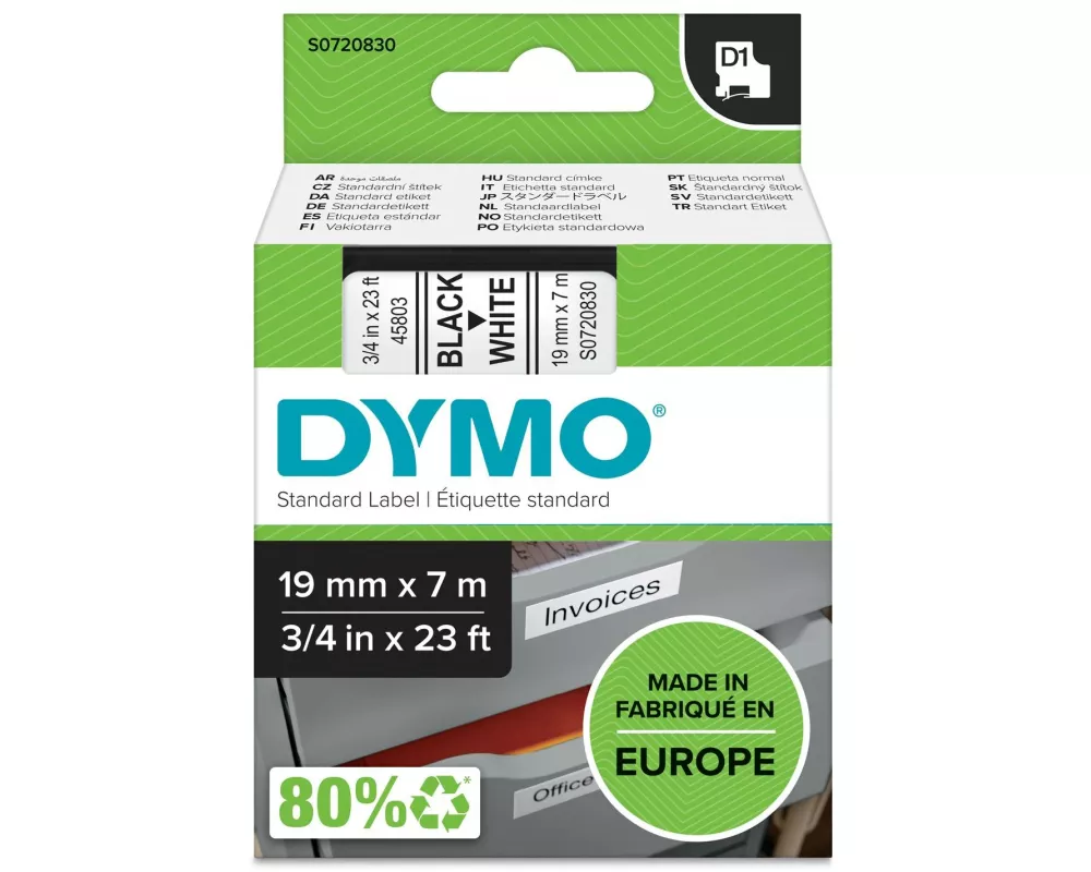 DYMO Beschriftungsband D1 Schwarz auf Weiss