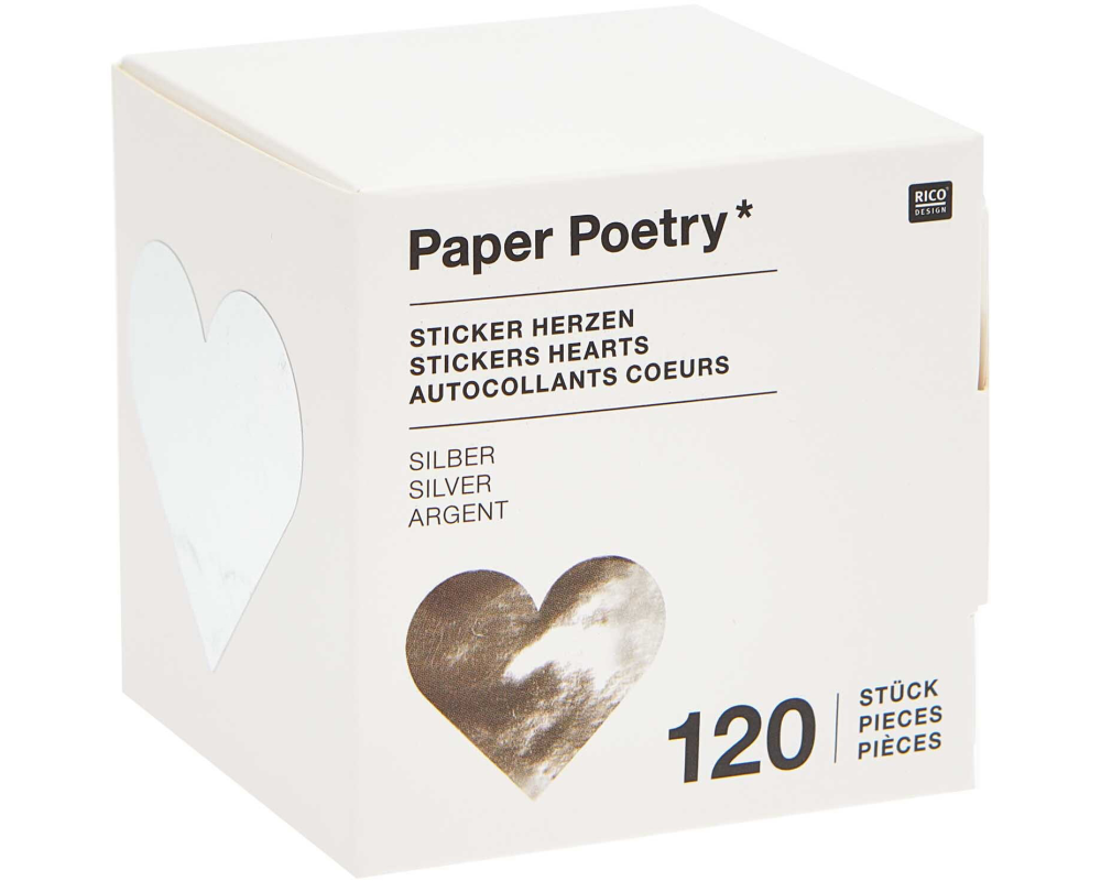 RICO DESIGN Sticker Herzen 300136 silber 120 Stück