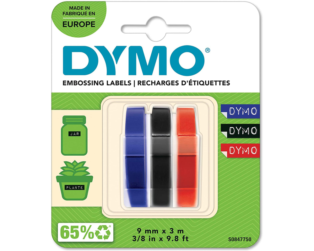 DYMO 3D-Prägeband 9mmx3m S0847750 blau, schwarz, rot 3 Stück