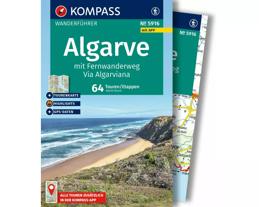 KOMPASS Wanderführer Algarve mit Fernwanderweg Via Algarviana, 64 Touren / Etappen mit Extra-Tourenkarte