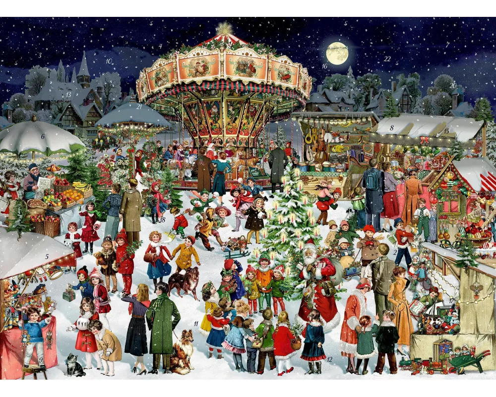 A3-Wand-Adventskalender - Nostalgischer Weihnachtsmarkt