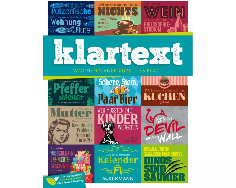 Klartext Sprüchekalender Wochenplaner 2026
