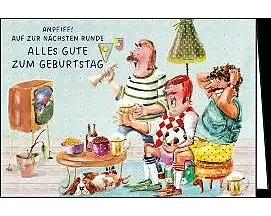 Doppelkarte / Zum Geburtstag (Männer schauen Fußball) / Quer