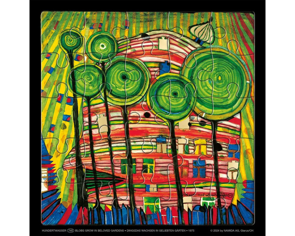 Hundertwasser Puzzle mit Grußkarte