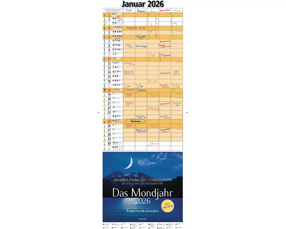 Das Mondjahr 2026 - Familienkalender