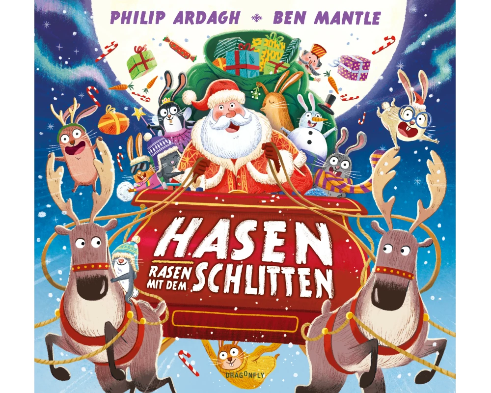 Hasen rasen mit dem Schlitten