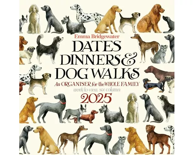Emma Bridgewater Dates, Dinners & Dog Walks Week-to-View Planner Wall Calendar 2025