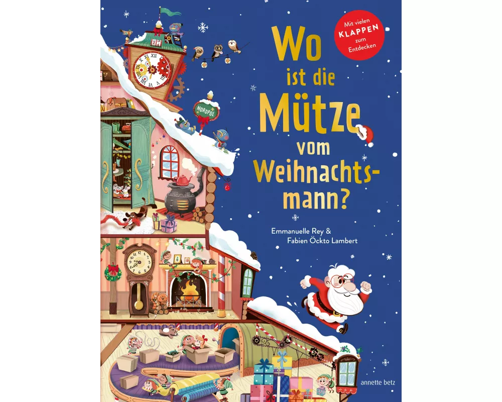 Wo ist die Mütze vom Weihnachtsmann? - Pappbilderbuch mit Klappen ab 3 Jahren. Weihnachtliches Mitmachbuch voller Überraschungen