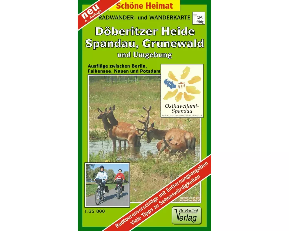 Radwander- und Wanderkarte Döberitzer Heide, Spandau, Grunewald und Umgebung