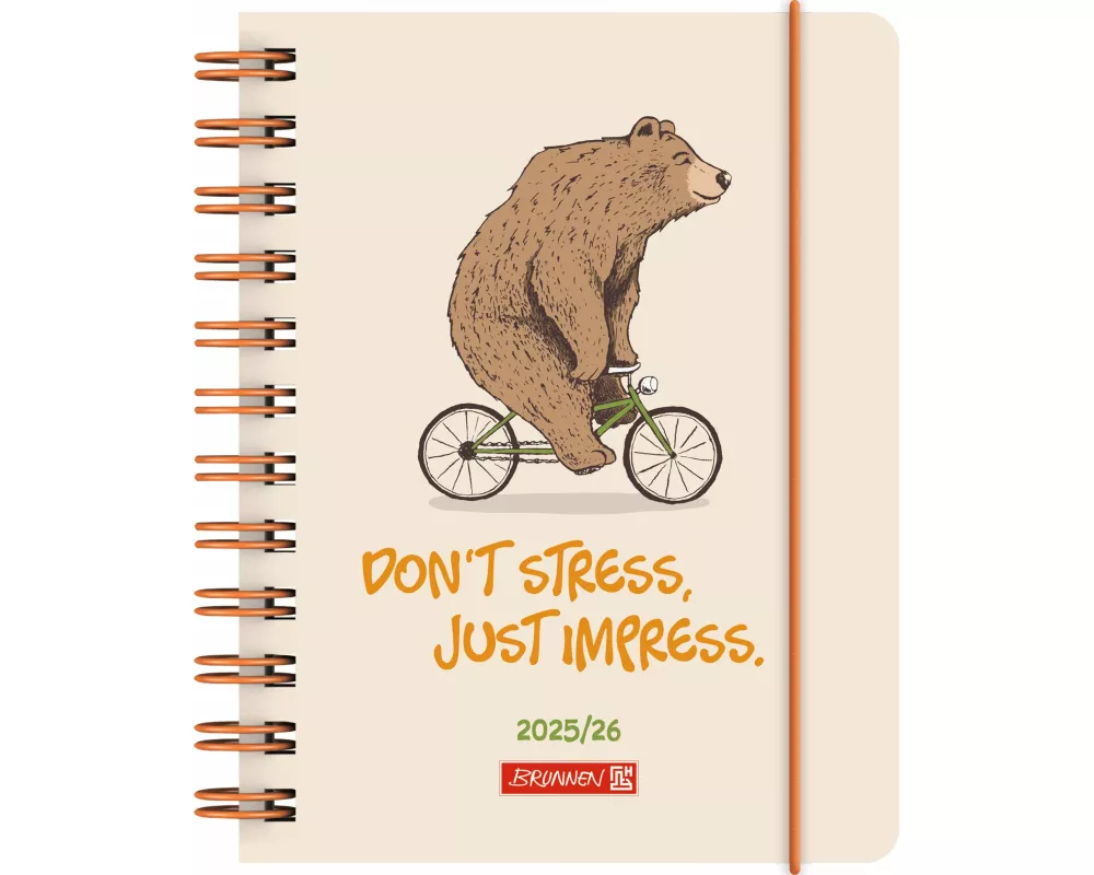 BRUNNEN Schülerkalender (2025/2026) "Bear", 1 Seite = 1 Tag, A6, 352 Seiten, PP-Umschlag, mehrfarbig
